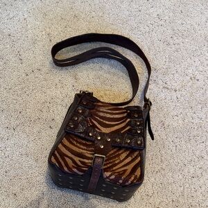 Brown Zebra Print Crossbody Bag